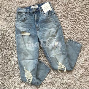 Abercrombie & Fitch Distressed High Rise The Super Skinny Ankle Jeans 0S